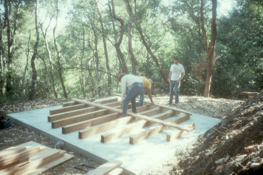 The new (existing) water tank under construction. Lou Bordi had cut the pad and we had poured the slab and now the tank company is starting the construction.